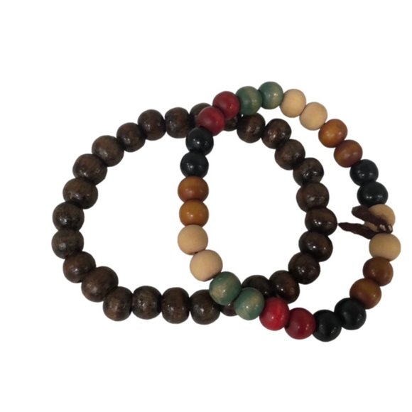 2 PCS Stackable Wood Bead Bracelets for Men & Women | Stretchable & Vers… - Picture 3 of 4